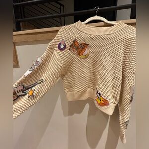 Zimmermann Cream Sweater with Colorful Patches